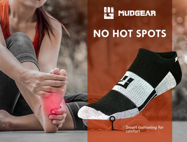 MudGear No-Show Running Socks (2 Pair Pack)