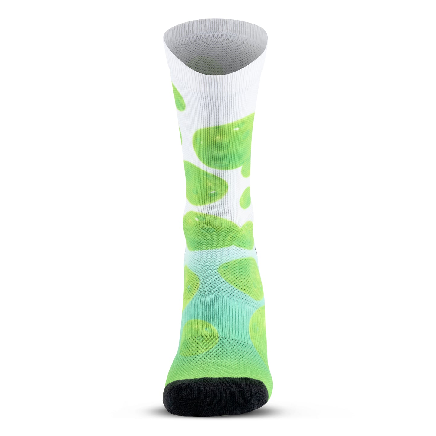 Performance PickleBall Custom Crew Height Socks - White/Green (1 Pair)