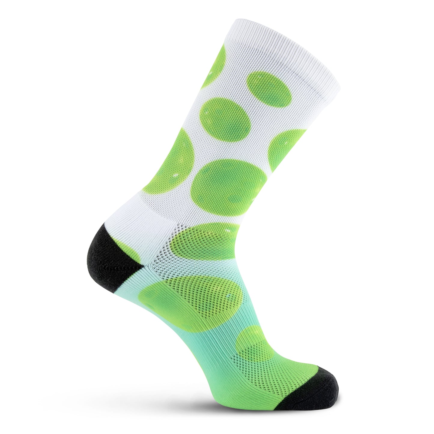 Performance PickleBall Custom Crew Height Socks - White/Green (1 Pair)