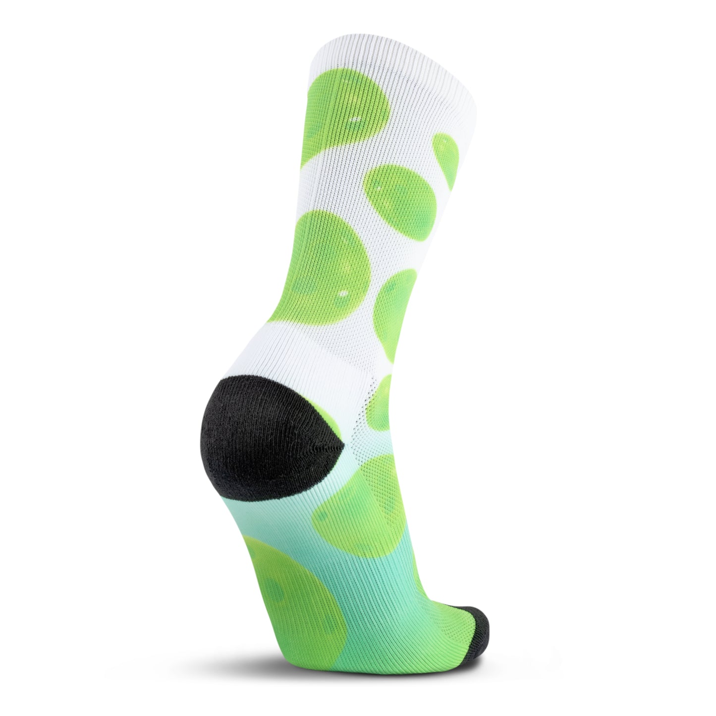 Performance PickleBall Custom Crew Height Socks - White/Green (1 Pair)