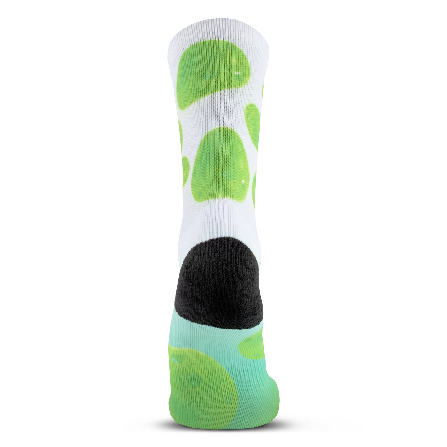 Performance PickleBall Custom Crew Height Socks - White/Green (1 Pair)