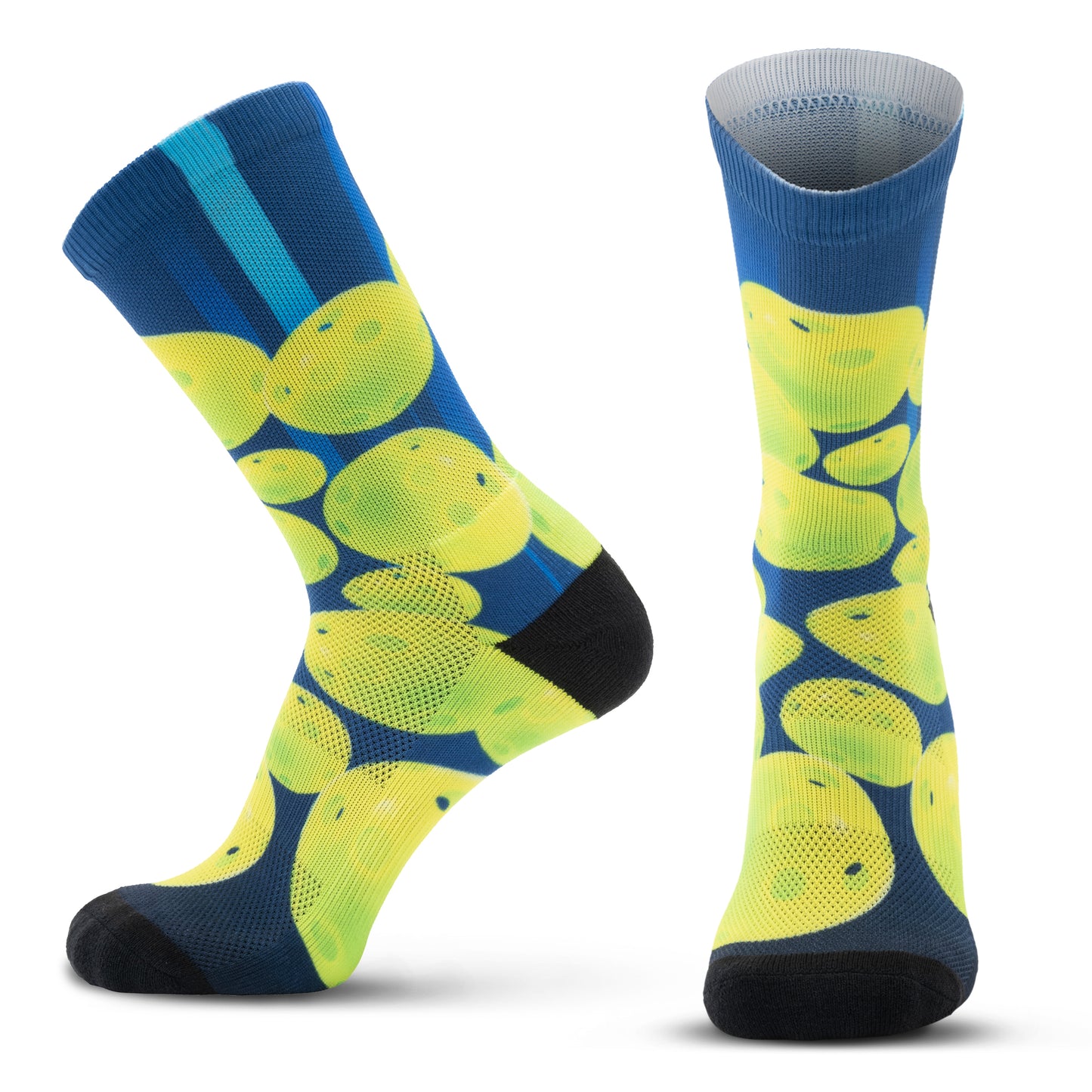 Performance PickleBall Custom Crew Height Socks - Blue/Green (1 Pair)