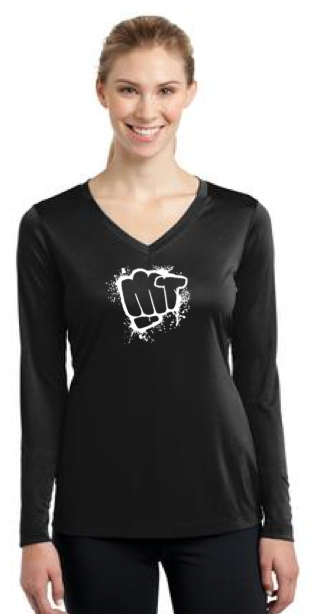 MudMan Training Sport-Tek Ladies Long Sleeve PosiCharge Competitor V-Neck Tee (Black) Pre-Order