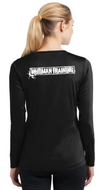 MudMan Training Sport-Tek Ladies Long Sleeve PosiCharge Competitor V-Neck Tee (Black) Pre-Order