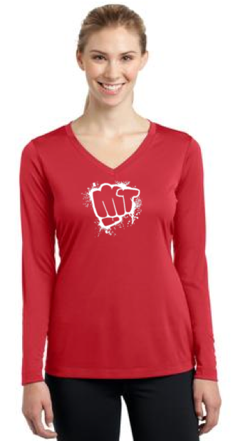 MudMan Training Sport-Tek Ladies Long Sleeve PosiCharge Competitor V-Neck Tee (Red) Pre-Order