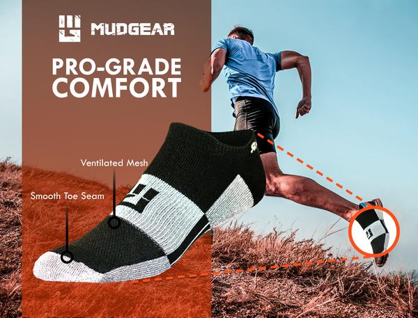 MudGear No-Show Running Socks (2 Pair Pack)