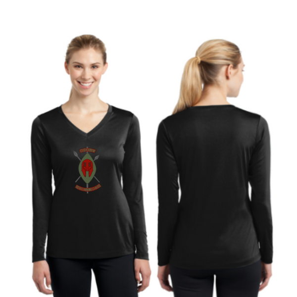 Black Spartans Sport-Tek Women's Long Sleeve V-Neck Tee Pre-Order