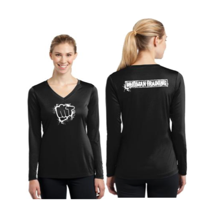 MudMan Training Sport-Tek Ladies Long Sleeve PosiCharge Competitor V-Neck Tee (Black) Pre-Order