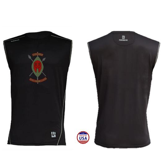 Black Spartans MudGear Men's Fitted Race Jersey v3 Sleeveless Tee Pre-Order
