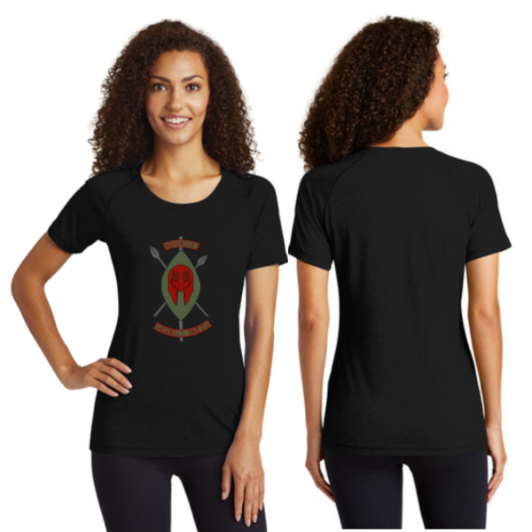 Black Spartans Sport-Tek Ladies PosiCharge Tri-Blend Wicking Scoop Neck Raglan Tee Pre-Order