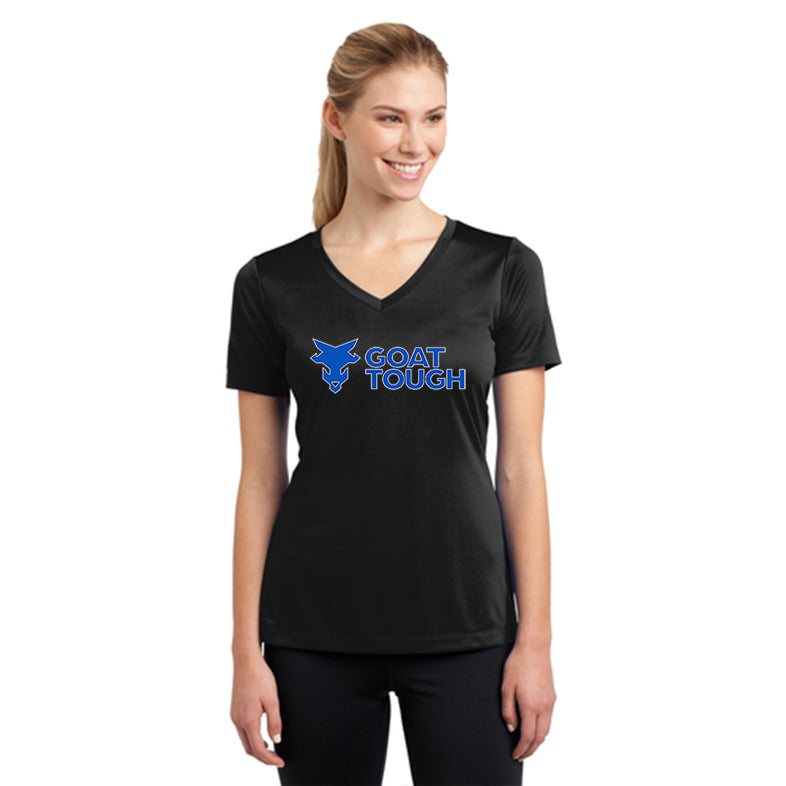 Goat Tough Sport-Tek Women's Short Sleeve V-Neck Tee Pre-Order